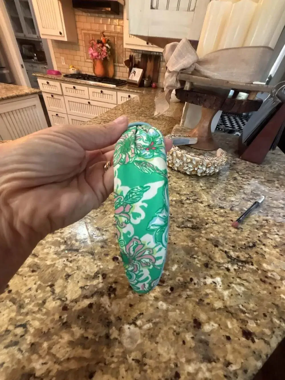 Lilly Pulitzer Low Knot Headband in Green Floral Print